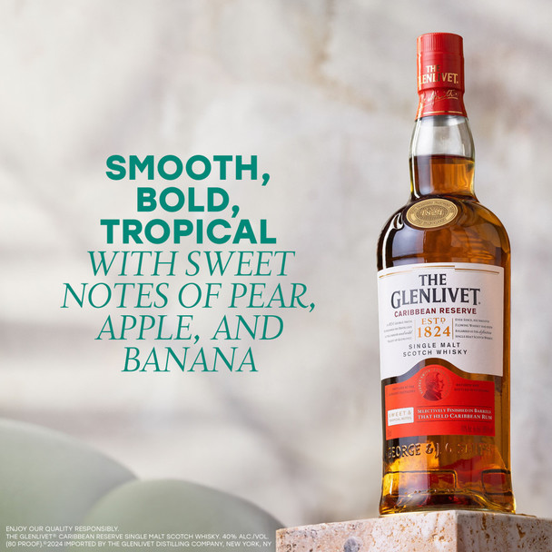 The Glenlivet Caribbean Reserve Single Malt Scotch Whisky - 750 mL - 750ML - Glass
