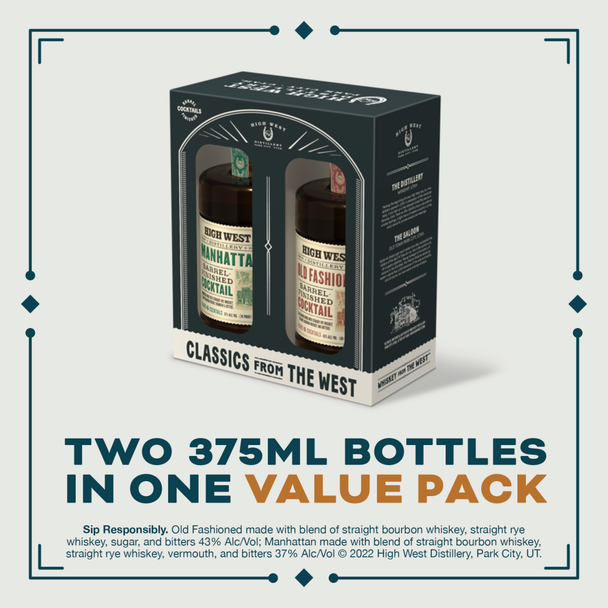 High West Barrel Finished Cocktail Combo with Manhattan and Old Fashioned - 375 mL - Set - Glass