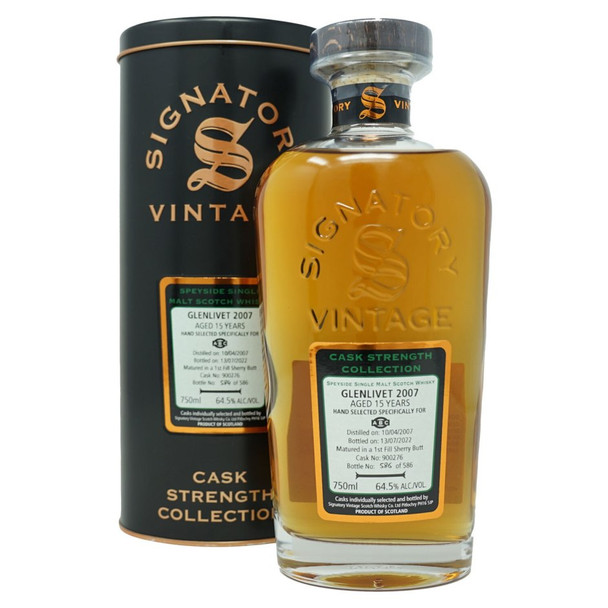 Signatory 2007 Glenlivet Cask Strength Single Malt Scotch Whisky - 750 mL - 750ML - Glass