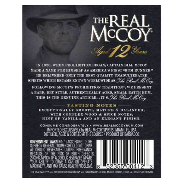 The Real McCoy 12 Year Rum - 750 mL - 750ML