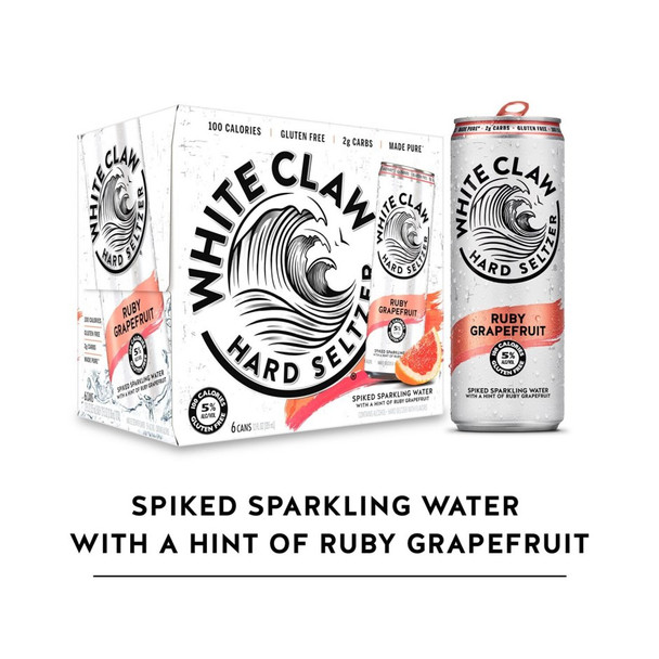 White Claw Hard Seltzer Ruby Grapefruit - 12 Oz - 6-PK - Aluminum