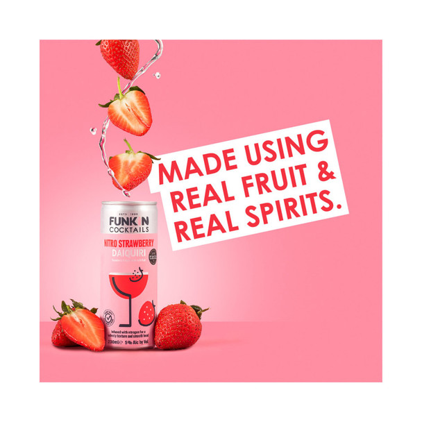 Funkin Cocktails Nitro Strawberry Daiquiri - 200 mL - 4-PK - Aluminum
