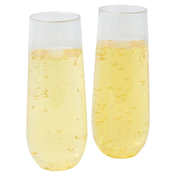 BarY3 Stemless Champagne Glasses 12 Count - 9 Oz - 12-PK - Plastic