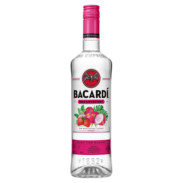Bacardi Dragon Berry Strawberry Rum - 750 mL - 750ML - Glass