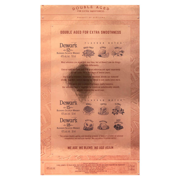 Dewar's Special Reserve 12 Year Scotch with two Minis, 15 Year and 18 Year - 750 mL - Set - Glass