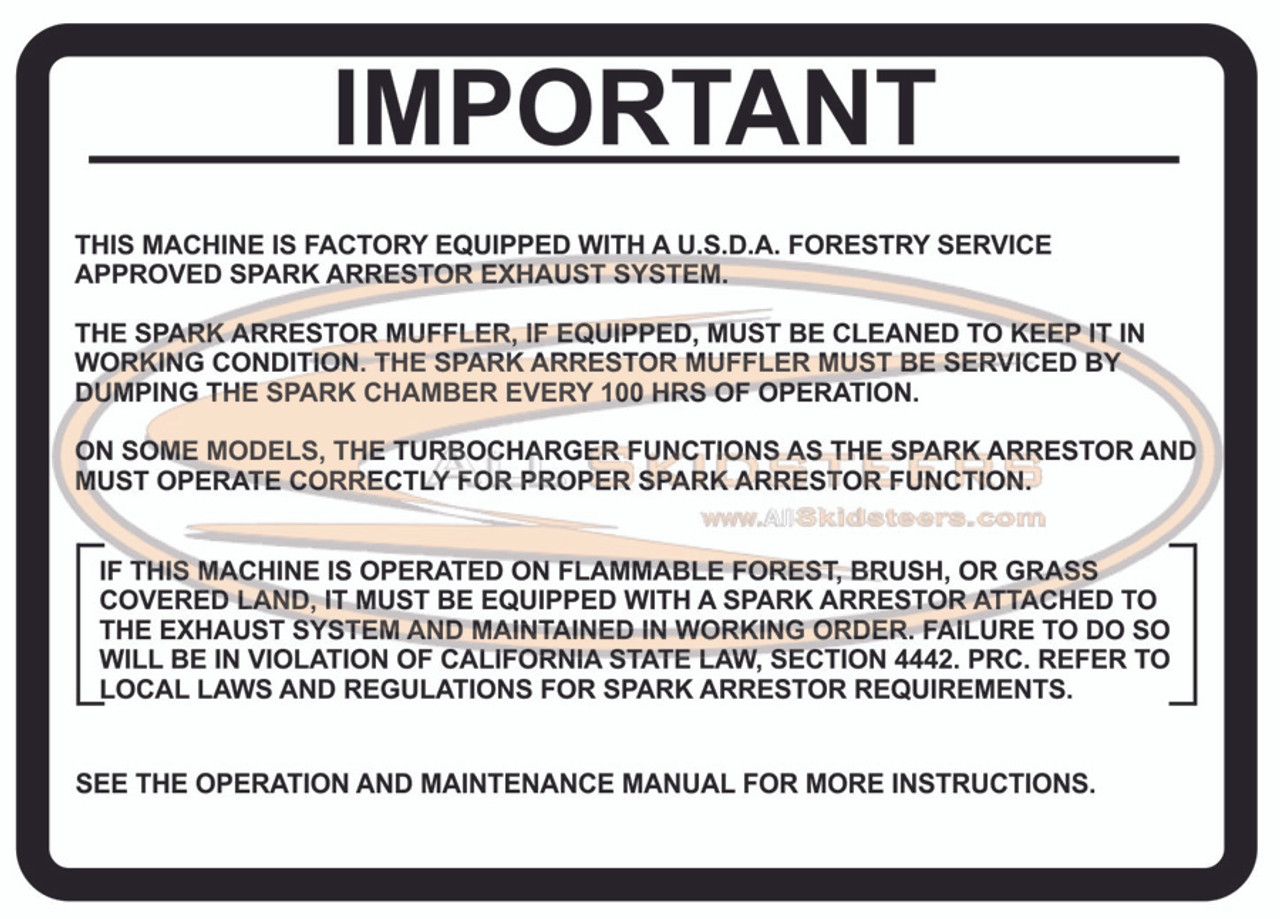 Spark Arrestor Decal for Bobcat® Skid Steers | Replaces OEM