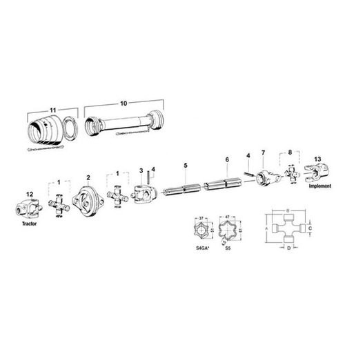 AW34669 | Tractor Yoke, Splined 1 3/4" - 20 Spline w/ QSG Lock for John Deere®