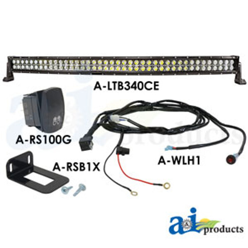 LTB340CEKT | Light Bar Kit, Led, 40" Curved Double Row, Flood / Spot Combo, Harness, Switch for Case®