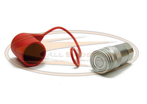 Attachment Side Female Hydraulic Quick Coupler With Dust Cap ( 1/2" Threads ) for Bobcat® Skid Steer