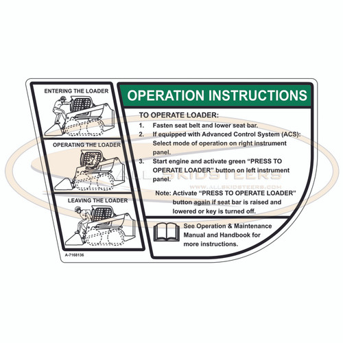 7168136 operation instructions decal for bobcat skid steers