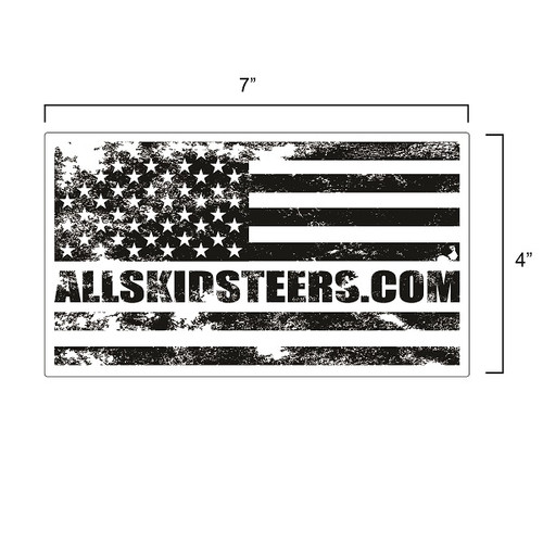 AllSkidsteers¨ Horizontal American Flag Decal Sticker Black