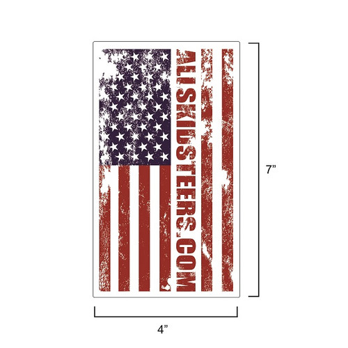 AllSkidsteers¨ Vertical American Flag Decal Sticker Red White & Blue