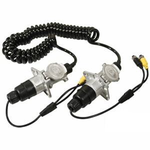 CabCAM Trailer Cable Kit, 7 Pin Coiled, Aluminum Connectors, 2 Camera Capability