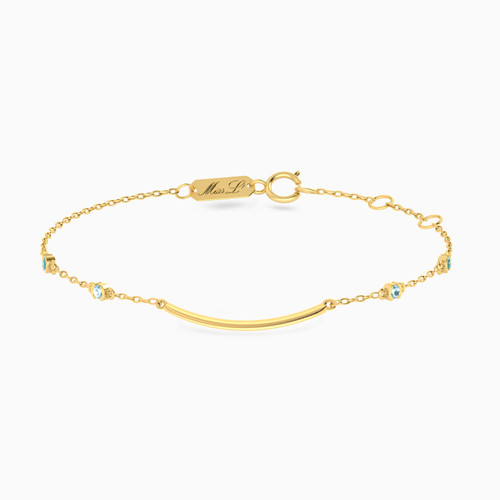 MLB102 - Circle Green Stones Chain Bracelet in 18K Gold - 21050030001-1.jpg