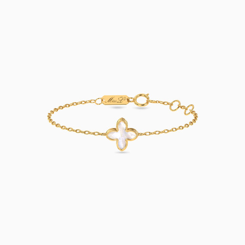 MLB256 - Kids Flower Colored Stones Chain Bracelet in 18K Gold - 21047110198-1.jpg
