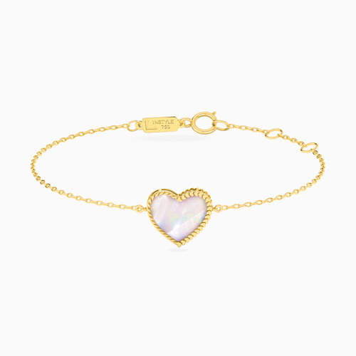 LIB33 - Heart Colored Stones Chain Bracelet in 18K Gold - 112101100072181-1.jpg