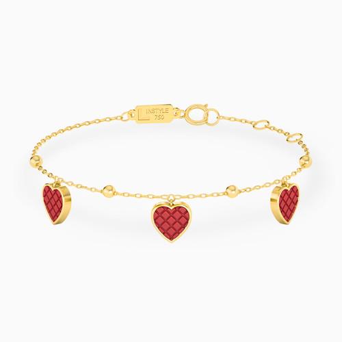LIB102 - Heart Red Stone Chain Bracelet in 18K Gold - 111305130217-1.jpg LIB102 - Heart Red Stone Chain Bracelet in 18K Gold - 111305130217-1.jpg