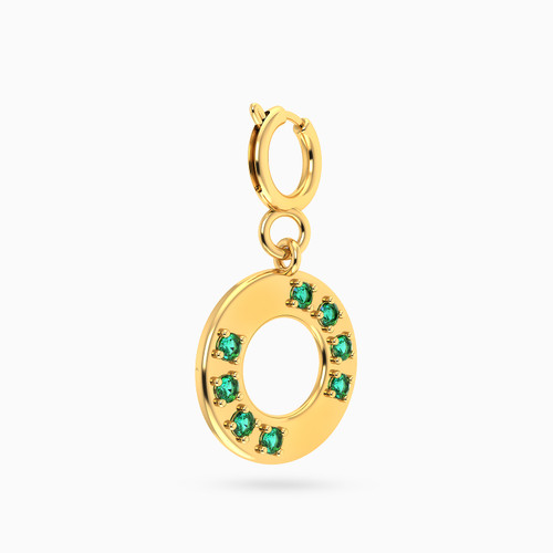 MLN1392 - Circle Green Stones Charm in 18K Gold - 21053110099-4.jpg