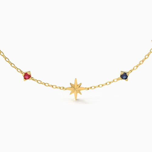 MLB114 - Star Colored Stones Chain Bracelet in 18K Gold - 21047140144-2.jpg