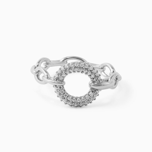 WR128 - Circle Clear Stone Sterling Silver Ring - 192071054-1.jpg
