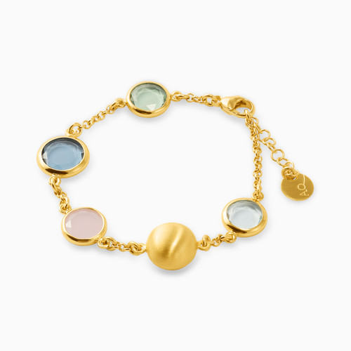 WB102 - Circle Colored Stones Gold Plated Chain Bracelet - H4063492-1.jpg