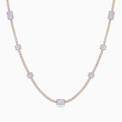 LDN2557 - Units Diamond Popcorn Chain Necklace in 18K Gold - ENE50010-1 .jpg