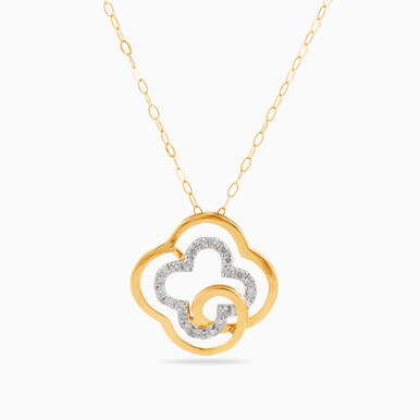 Flower Diamond Necklace in 18K Gold - LNE00009 Flower Diamond Necklace in 18K Gold - LNE00009