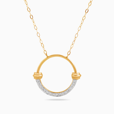 Circle Diamond Necklace in 18K Gold - LNE00016 Circle Diamond Necklace in 18K Gold - LNE00016