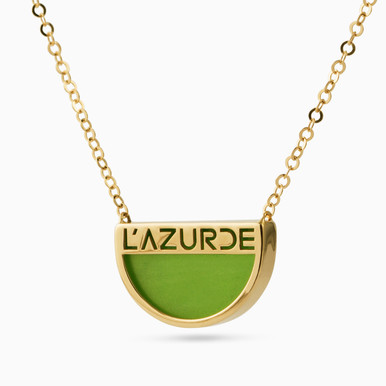 Semi-circle Green Stones Necklace in 18K Gold - LNE00003 Semi-circle Green Stones Necklace in 18K Gold - LNE00003