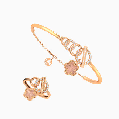 Flower Cubic Zirconia Full Set in 21K Gold (2 Pieces) - 22011110575 Flower Cubic Zirconia Full Set in 21K Gold (2 Pieces) - 22011110575