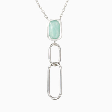 Oval Turquoise Stone Sterling Silver Necklace - 87357845