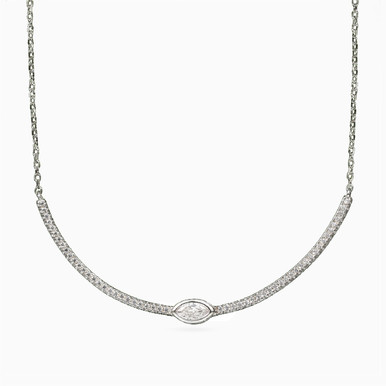 Oval Cubic Zirconia Sterling Silver Chain Necklace - 87357245