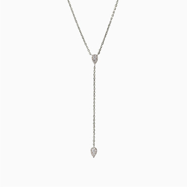 Pear Cubic Zirconia Sterling Silver Necklace - 87355945