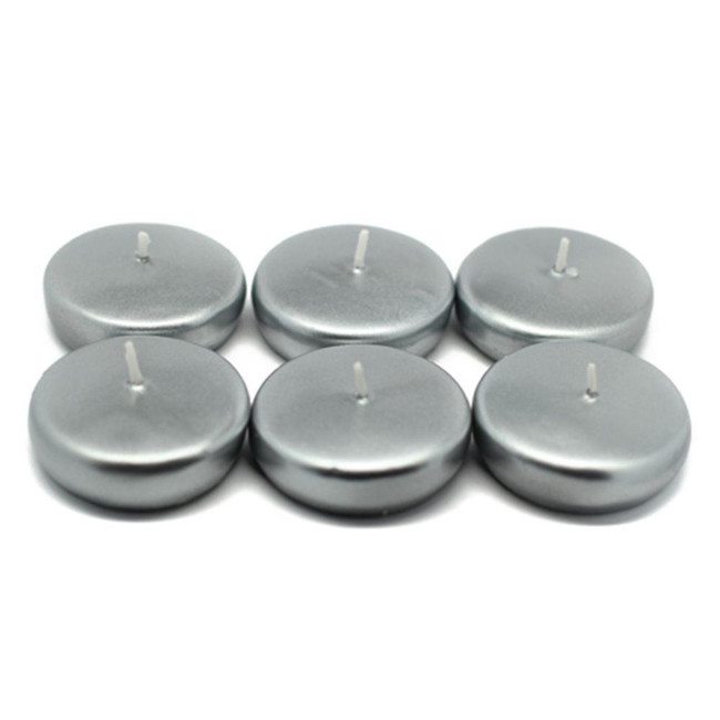 Floating Candles 2" Silver metallic 6pack 