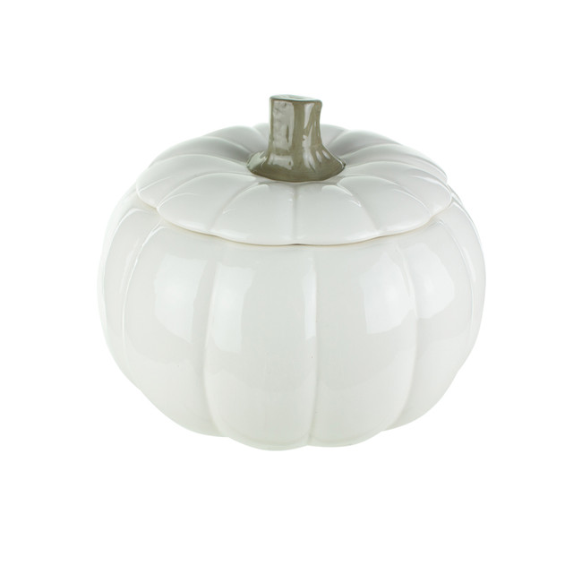 Pumpkin Ceramic White 6 7/8" w/lid (each)