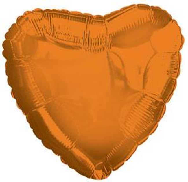 Mylar orange heart 5/pk