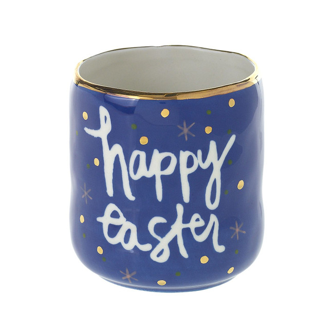 Happy Easter Pot 3.5"x3.75" blue