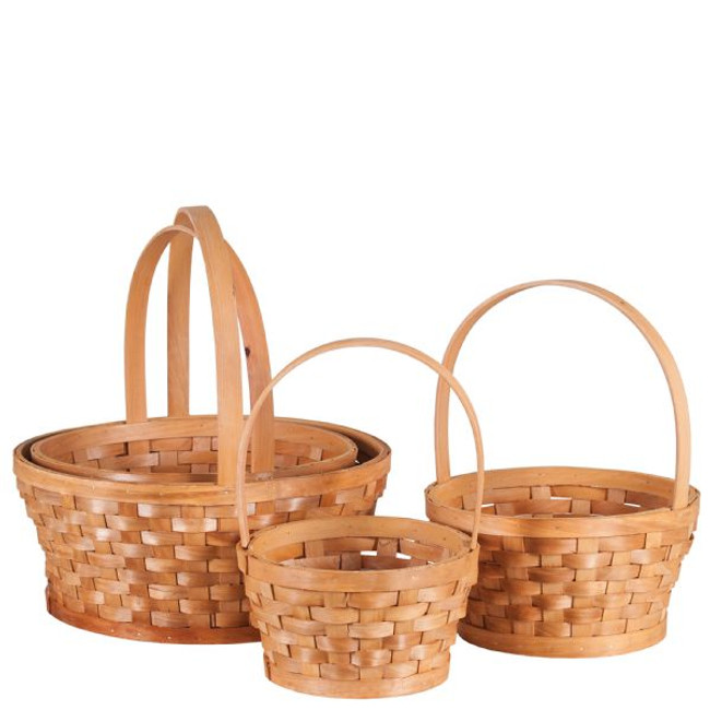 Bskt set x4 round woodchip (8"-14")