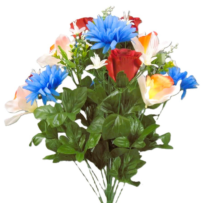 Rose/daisy/orchid 24" red/wht/