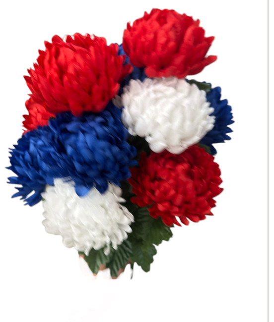 Mum small ball rd/wht/bl bush