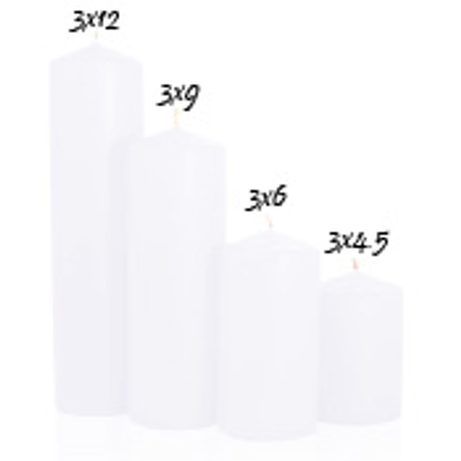 PILLAR CANDLE 3x9 WHITE EA. 