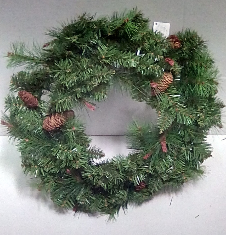 WREATH BLK FOREST PINE w/CONES