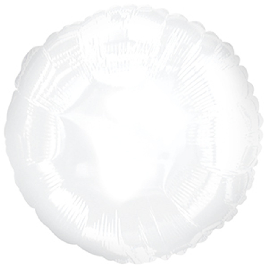 Mylar white round balloons 5/p