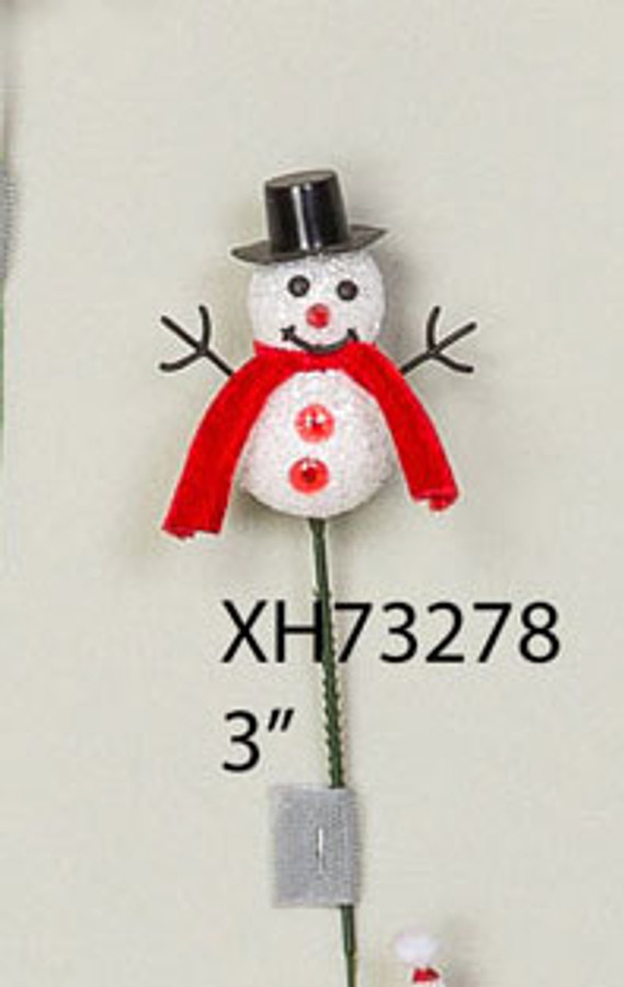 PICK Snowman 3" glittered 