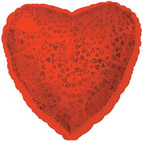 Mylar red heart w/prismatic 5pack