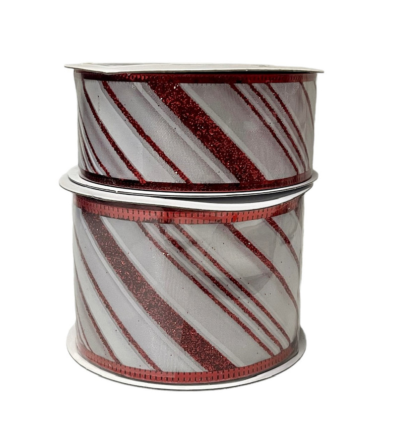 CHR #40 White and Red Glitter Stripe 50yrds