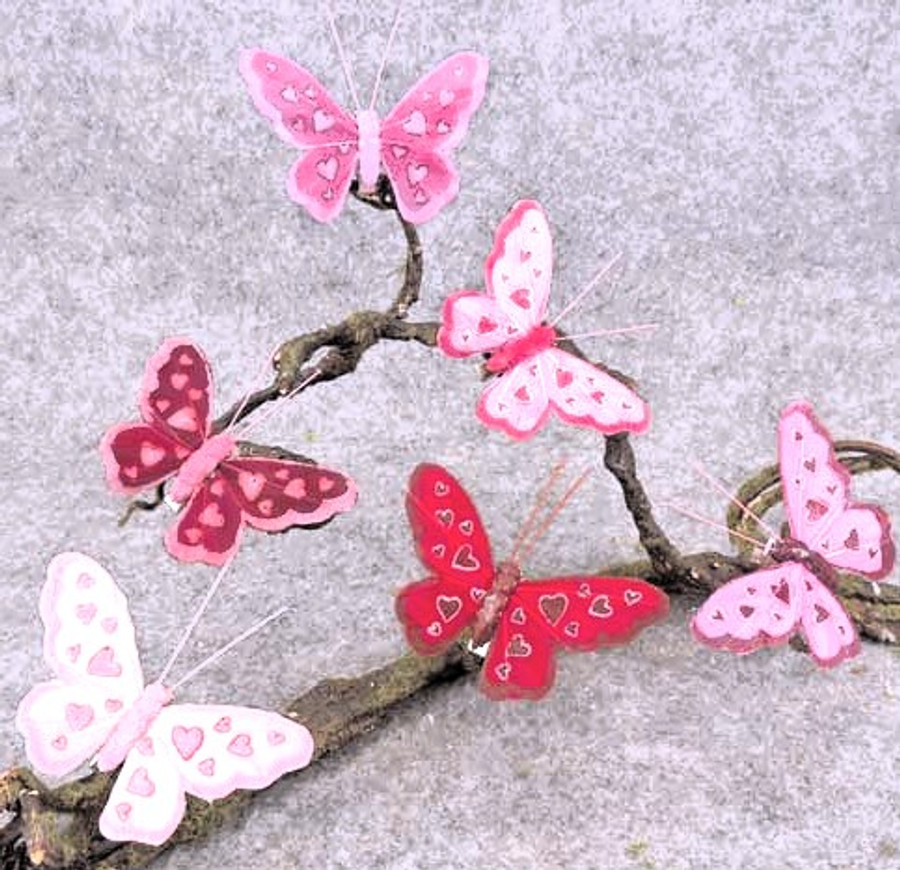 BUTTERFLY 3.5" w/hearts red/pk