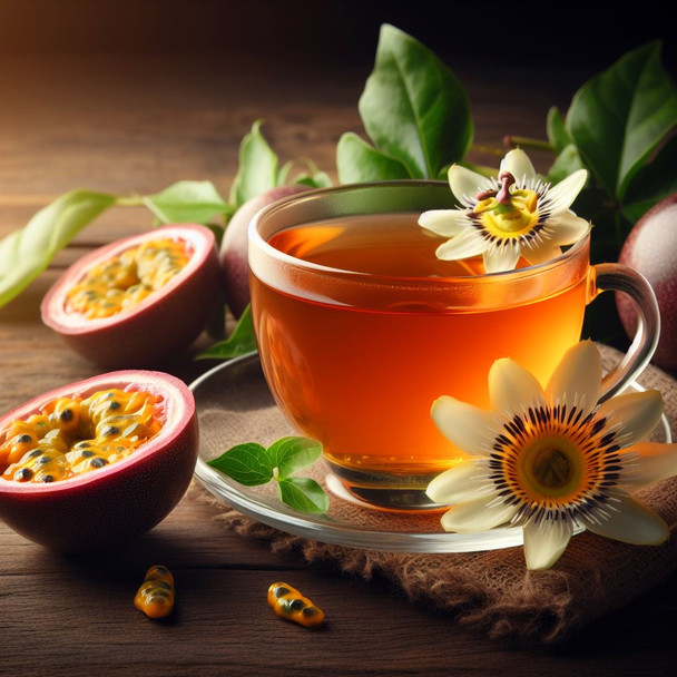 image of Sun-kissed Passionfruit Bliss herbal and rooibos tea blend.