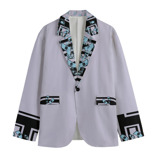 All-Over Print Men's Casual Flat Lapel Collar Blazer | 245GSM Cotton