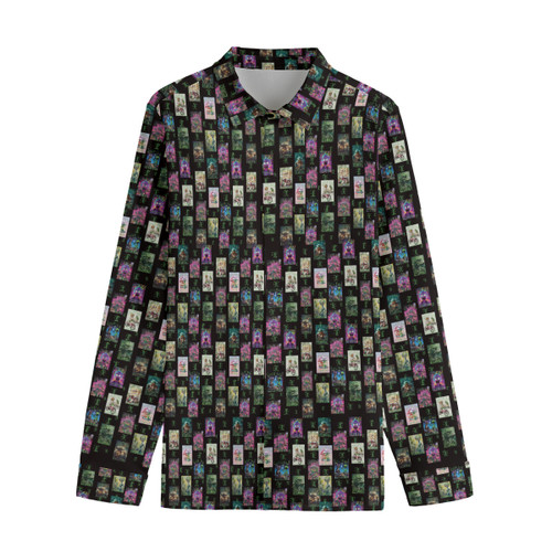 Cultivar Culture Men's Lapel Collar Shirt with Concealed Placket | Cotton Poplin cartoon tiles